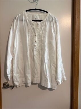 J. Jill Cream Linen Button-Front Tunic